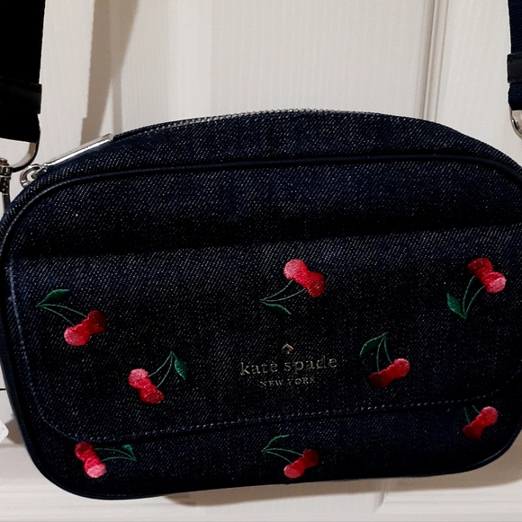 Kate Spade Blue Jean Crossbody Bag with Cherry Embroidery - Picture 7 of 17